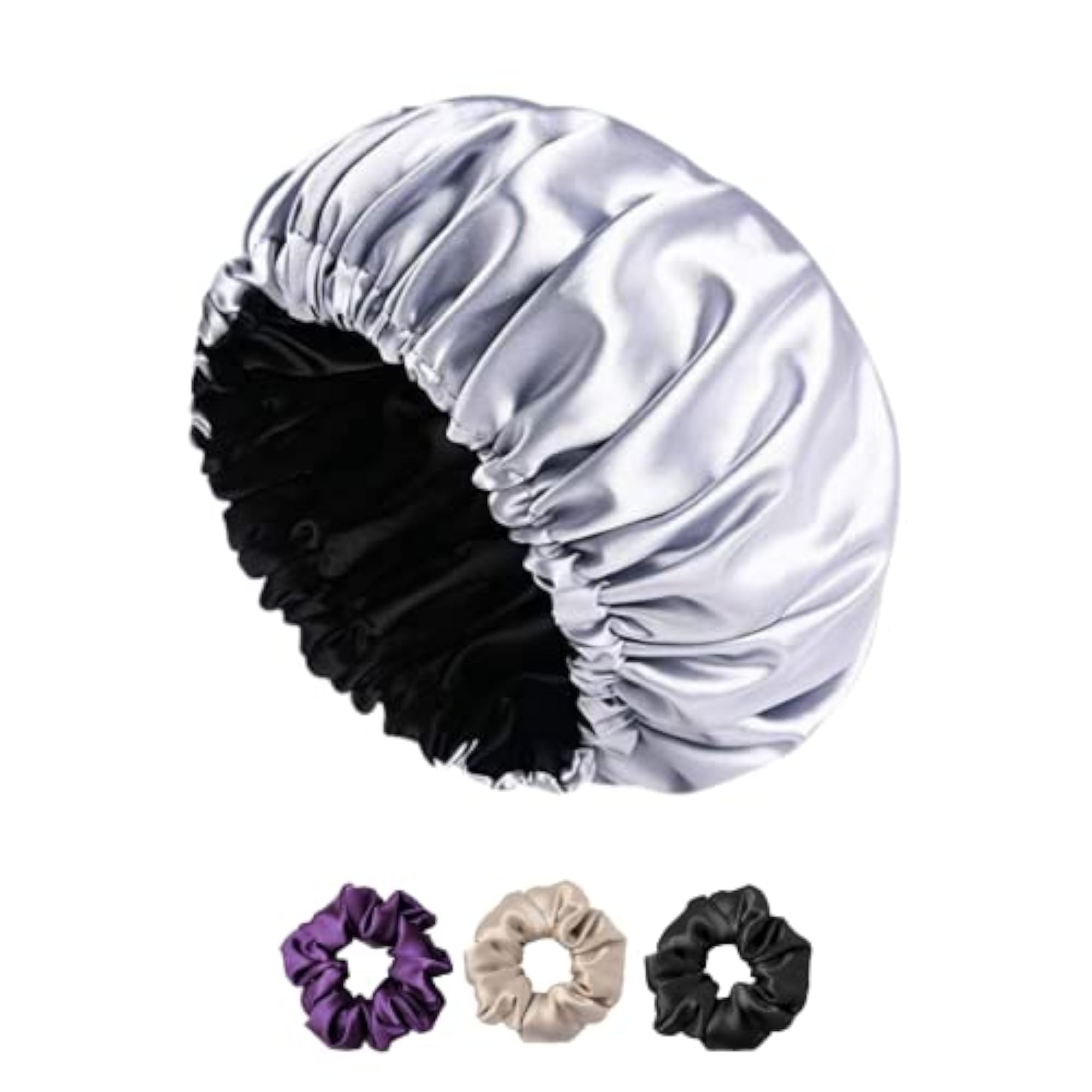 Satin Bonnet for Curly Hair, Adjustable & Reversible